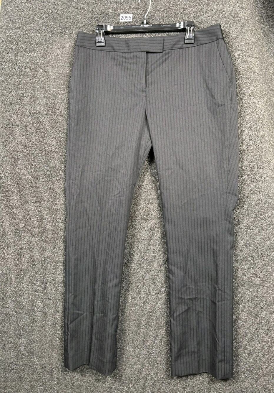 Alex Marie PinStripe Straight Pants Womens Sz 12 Black Blue Mid Rise Casual NEW